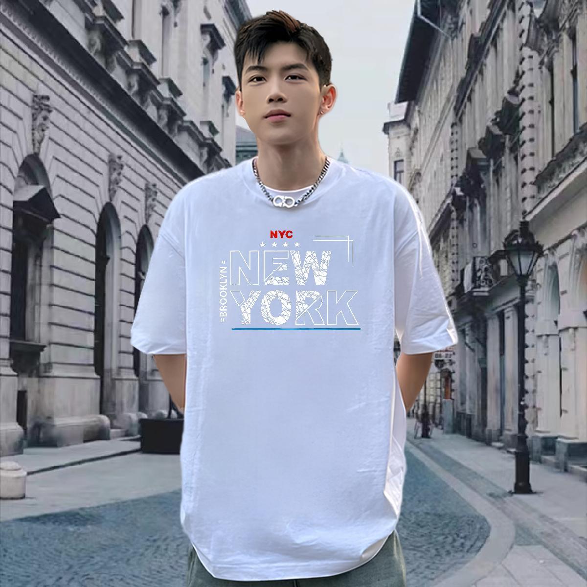 Cool Design T-Shirts 230g 100% Cotton New York Street Casual Black Oversized Breathable Mens Tshirts Wholesale Tees Shirts