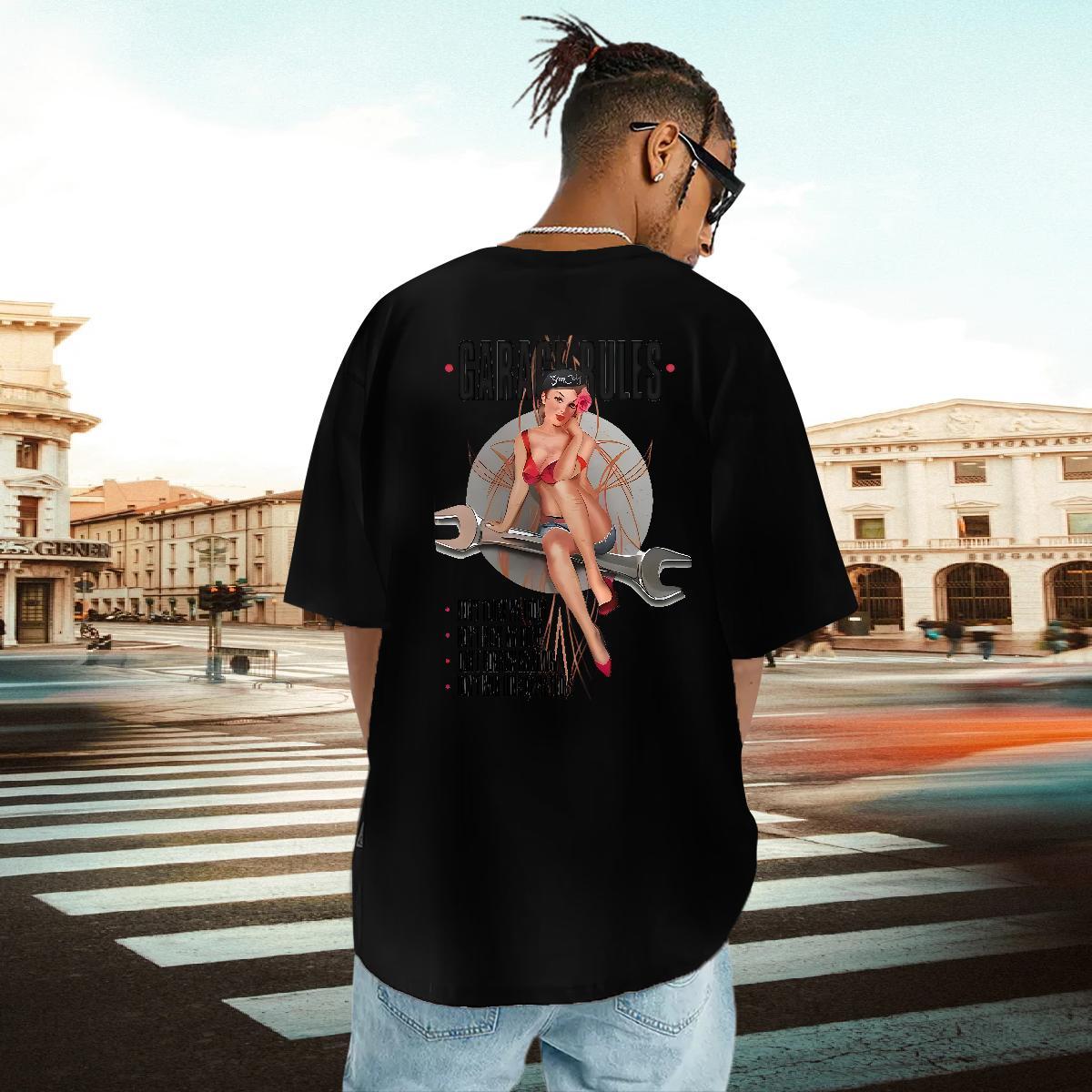 Loose T-Shirts 230g 100% Cotton character Anime Printing Street Oversized 3XL 4XL O-Neck Short Sleeve Mens Tshirts Fashion New Polos