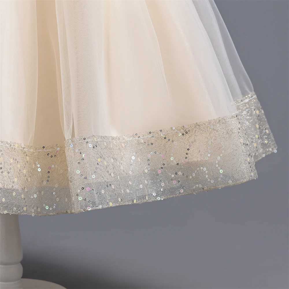 Yoliyolei Elegant Girl Birthday Party Dress Shiny Satin Princess Bride Maid Flower Girl Wedding Dress Childrens Formal Dress W240823