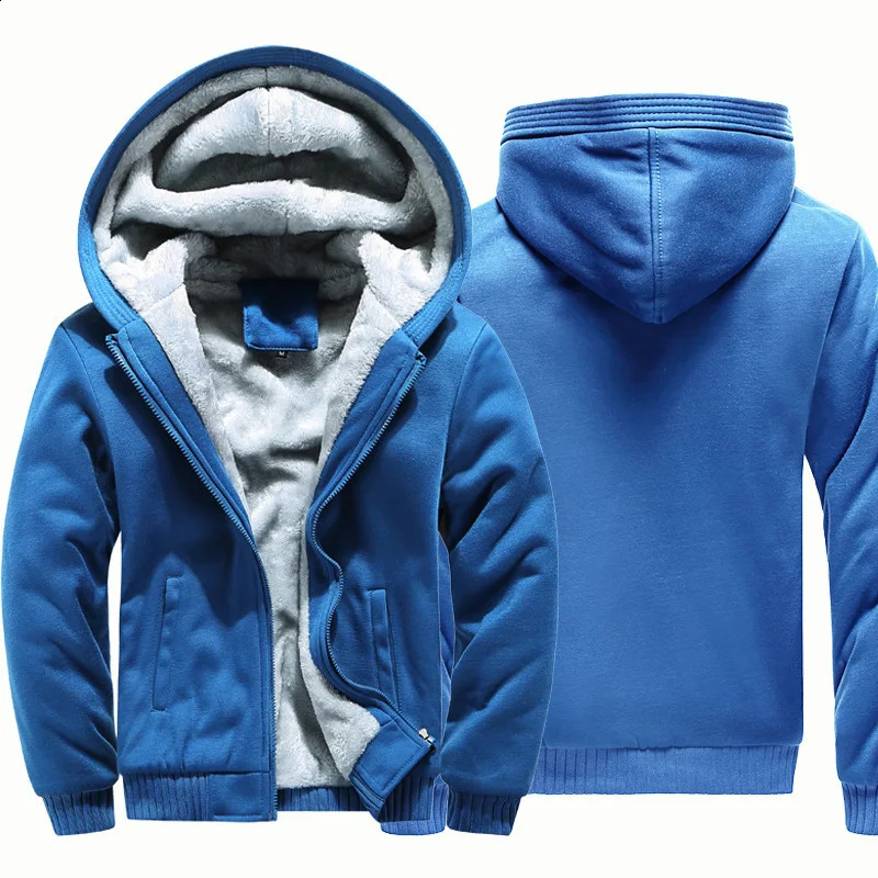 mens hoodie winter thick wool zipper jacket casual sportswear M5XL 240822