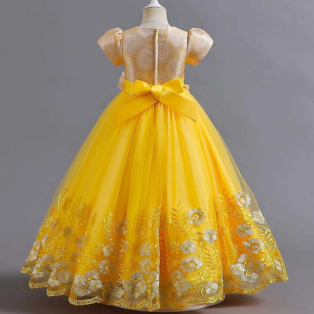 2023 New Year Girl Elegant Long Dress Flower Girl Princess Dress Carnival Easter Celebration Party Glitter Ball Dress W240823