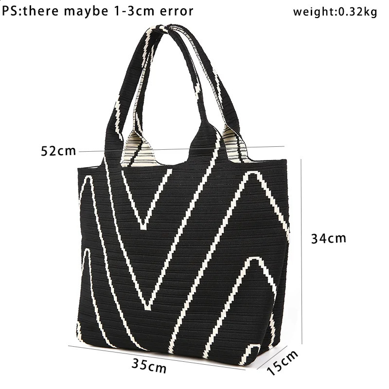 MABULA Square Stripe Large Capacity Woman Tote Handbag Simple Casual Shoulder Purse For Woman Fashion Vintage Phone Satchel 240823