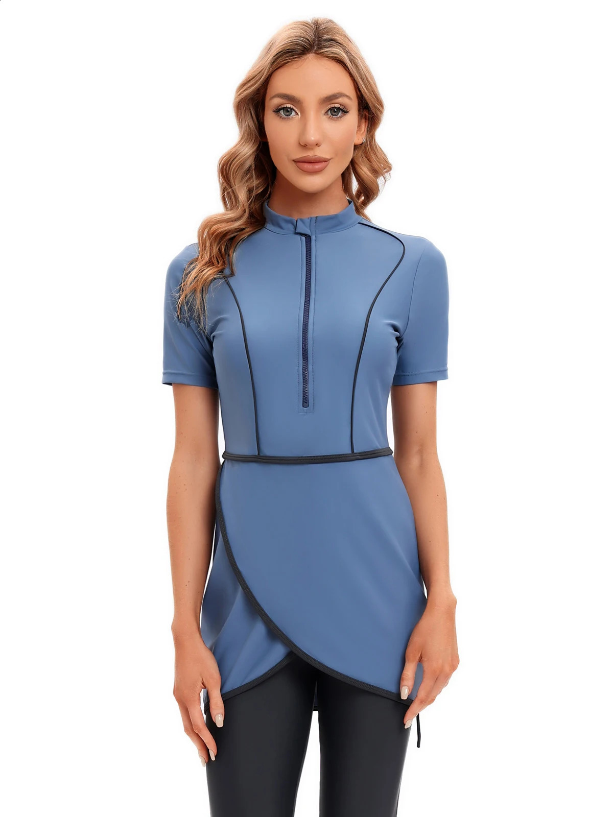 CROP Short Muslim Swimwear Womens Modest Muslim Swimsuit Burkini With Front Zip 240823