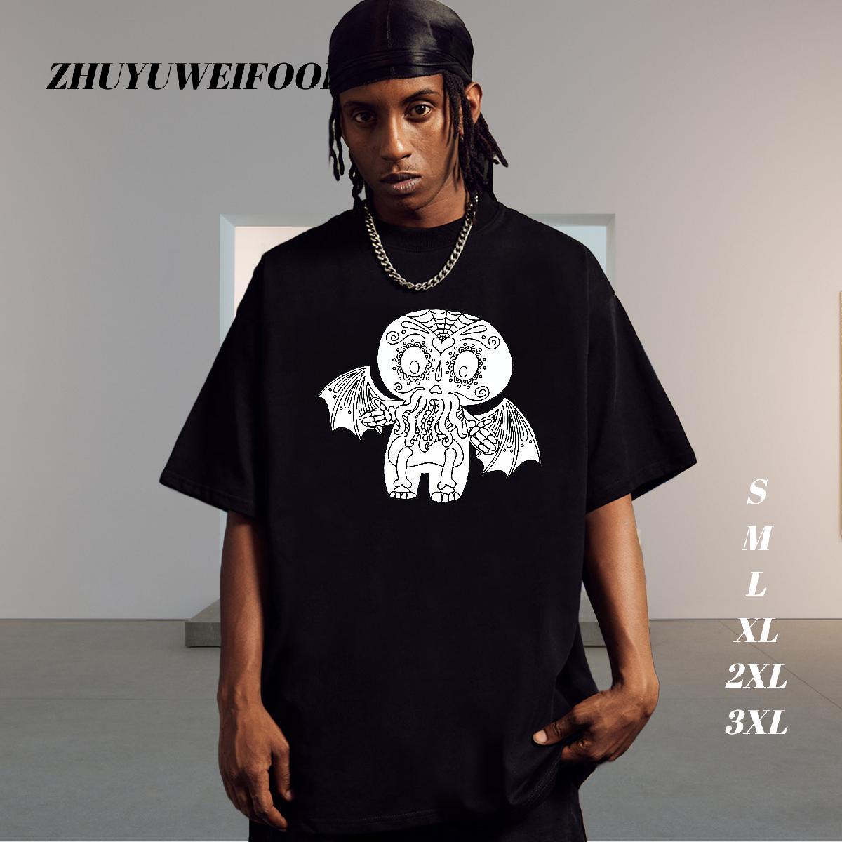 TOP Quality Man T Shirts 230g 100% Cotton skull Sport Cartoon Print Crew Neck Men Tees Customized Tshirts