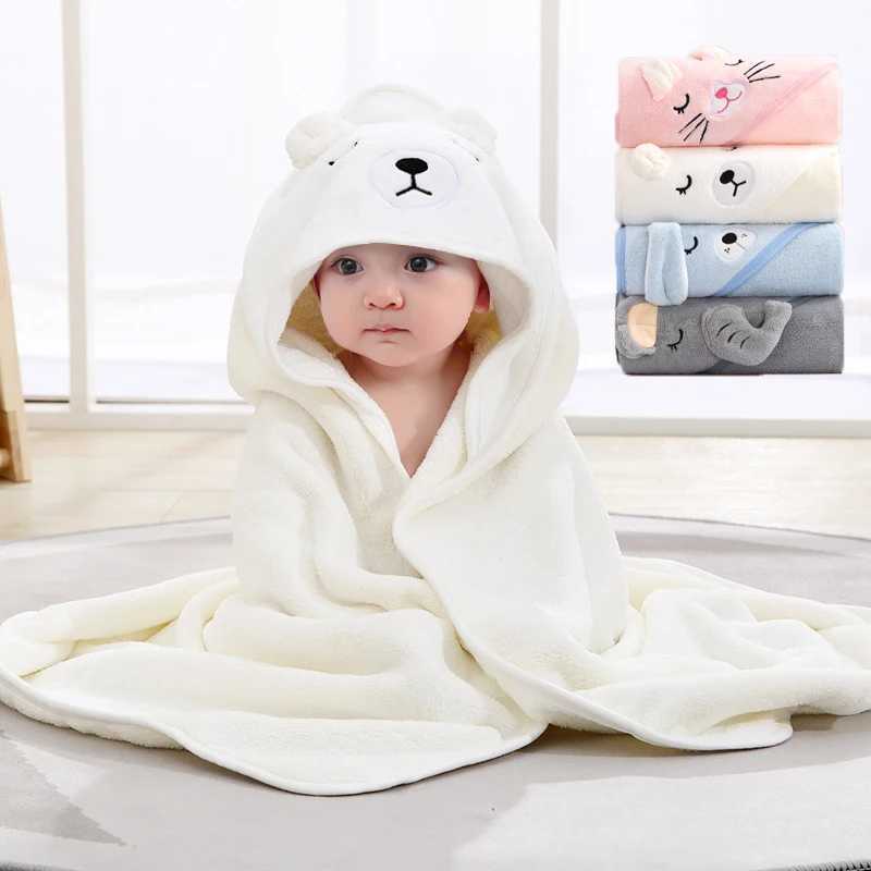 80x80cm Newborn Wrap Blanket Baby Soft Warm Cloak Blanket Children Bath Towel Infant Swaddle Coral Fleece Blanket For 0-12 MonthXJ240822