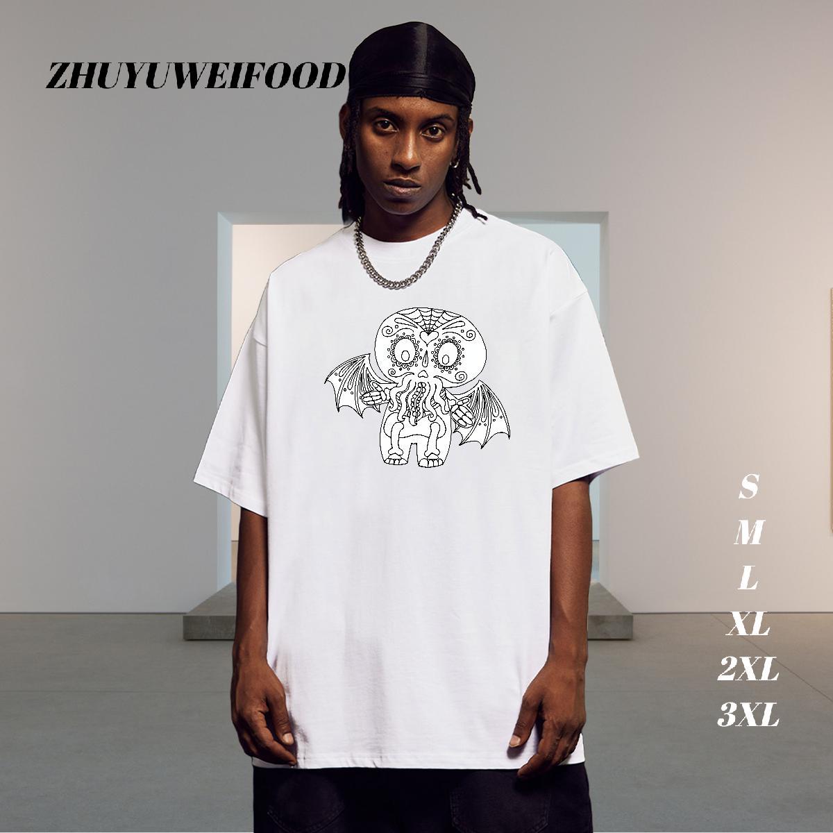 TOP Quality Man T Shirts 230g 100% Cotton skull Sport Cartoon Print Crew Neck Men Tees Customized Tshirts