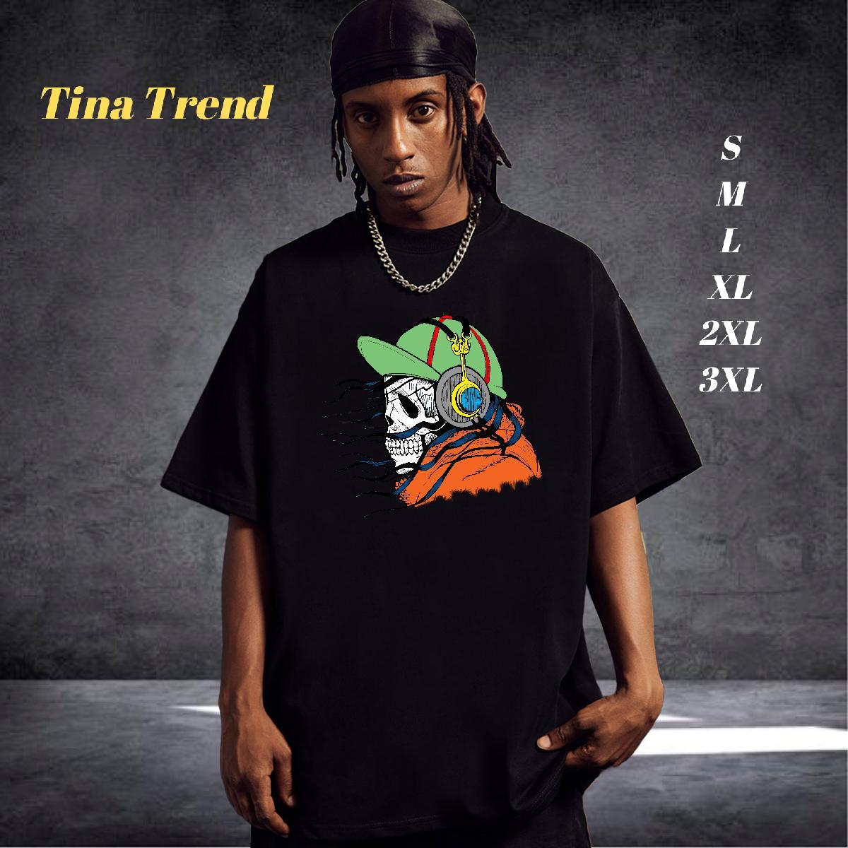 Classic T Shirt For Man 230g Cotton skull Street Anime Print Breathable Crew Neck Men Tees New Tees Shirts