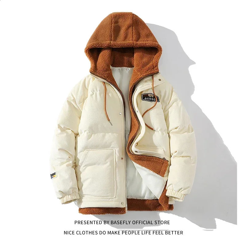 ly arrived thick and warm winter hooded mens bomber inflatable jacket couple park unisex female college high street fashion 240822