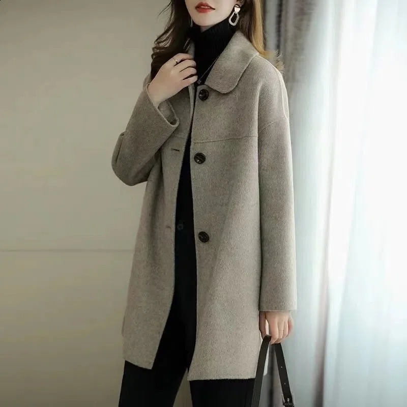 High-End Woolen Jacket Womens Long Section Spring Autumn Winter Outwear Korean Casual Short Wool Coat Female Tops 240822