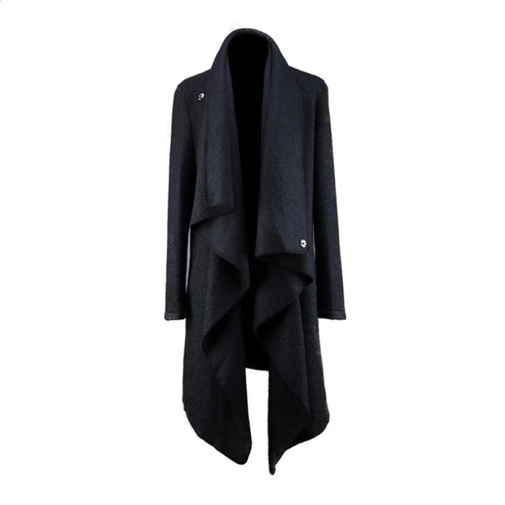 Irregular Fashion Long Wool Coat Punk Hip Hop Cloak Man Vintage Gothic Style Long Jacket Abrigo Hombre 5xl 240822