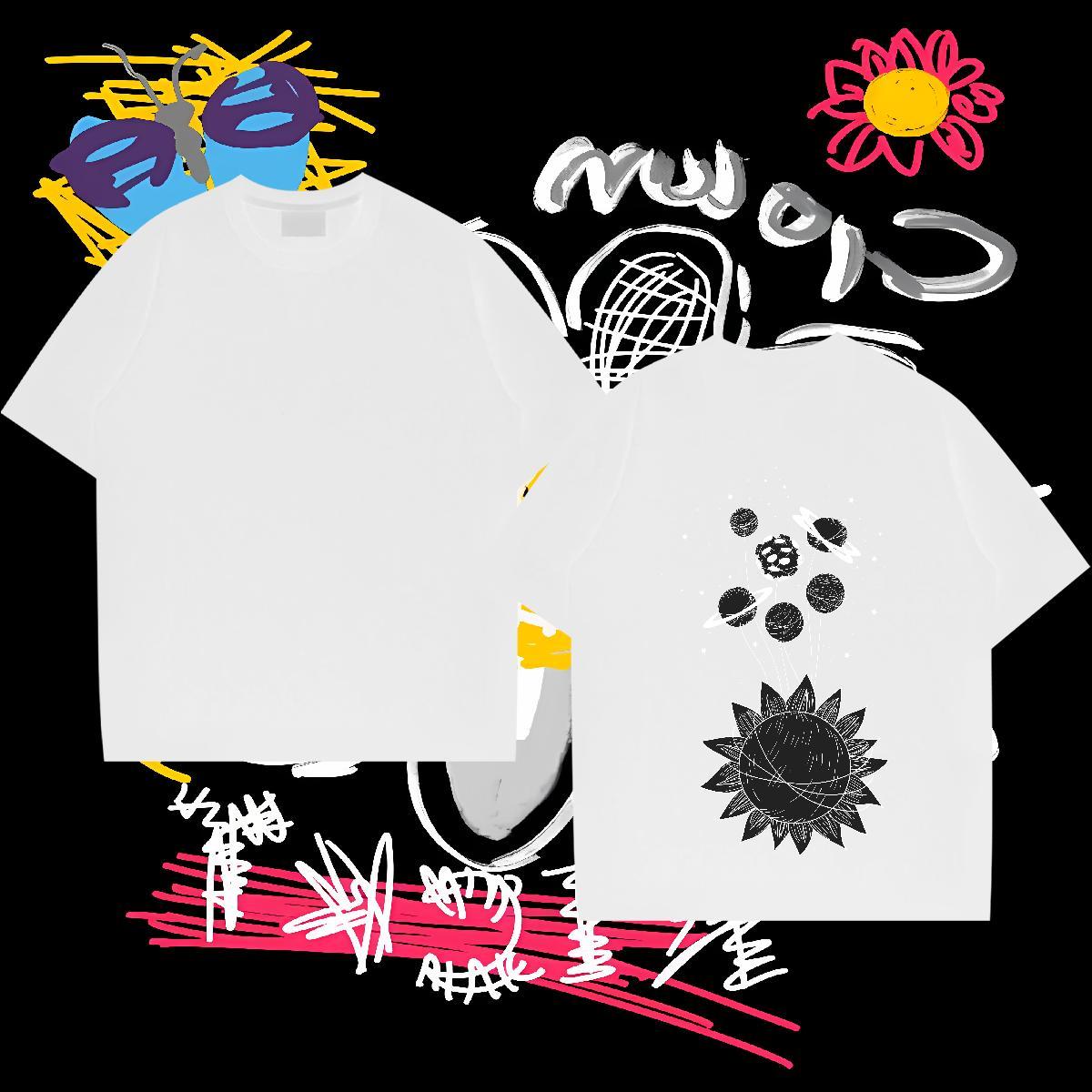 Popular T Shirt For Man 230g Cotton ET Beach Asian Size Breathable Short Sleeve Tshirts 2024 Summer Clothings