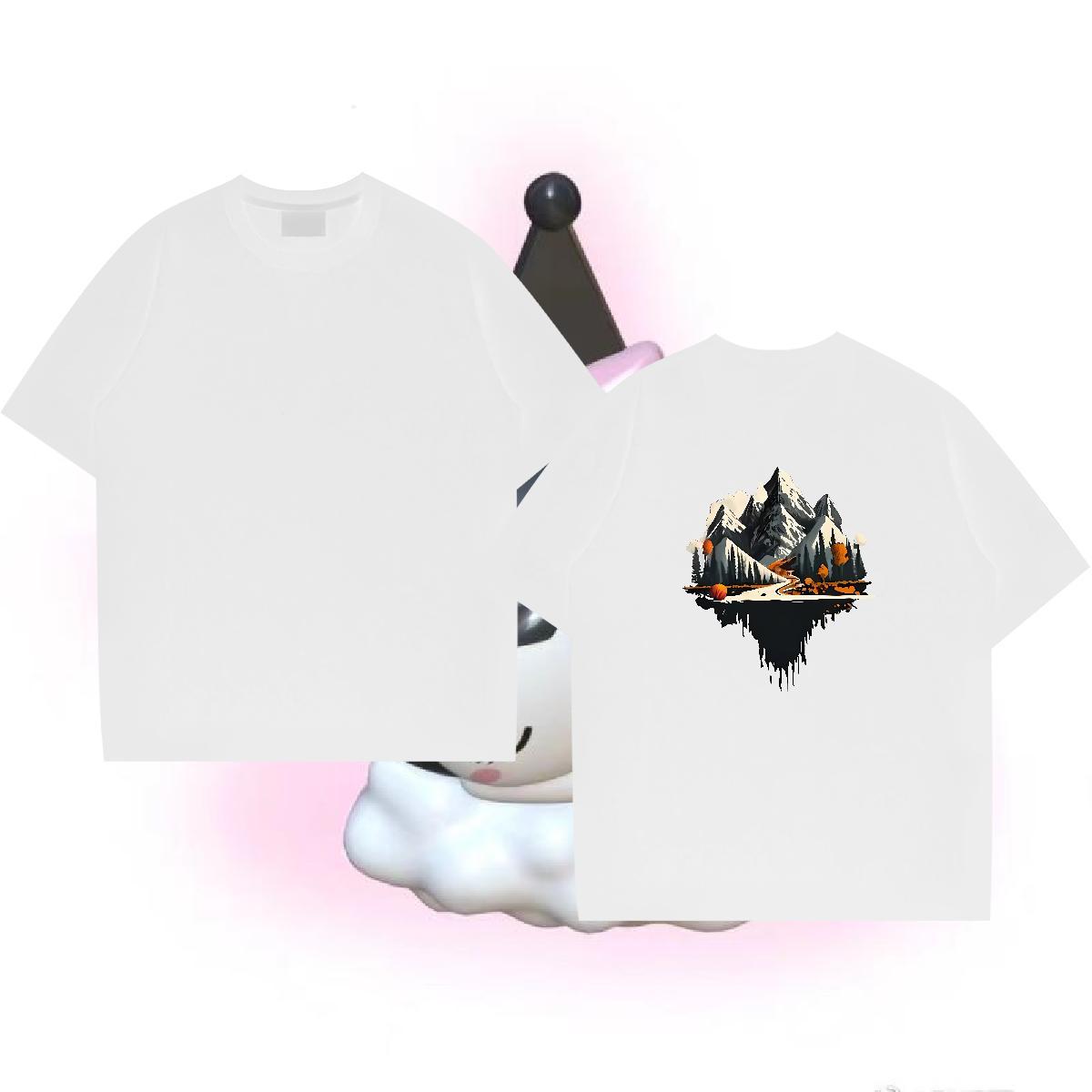 Classic Men T Shirts 230g Pure Cotton mountains Anime Printing Street Floral Print Breathable Men Clothes T-Shirt Designer Fashion Tee Shirt
