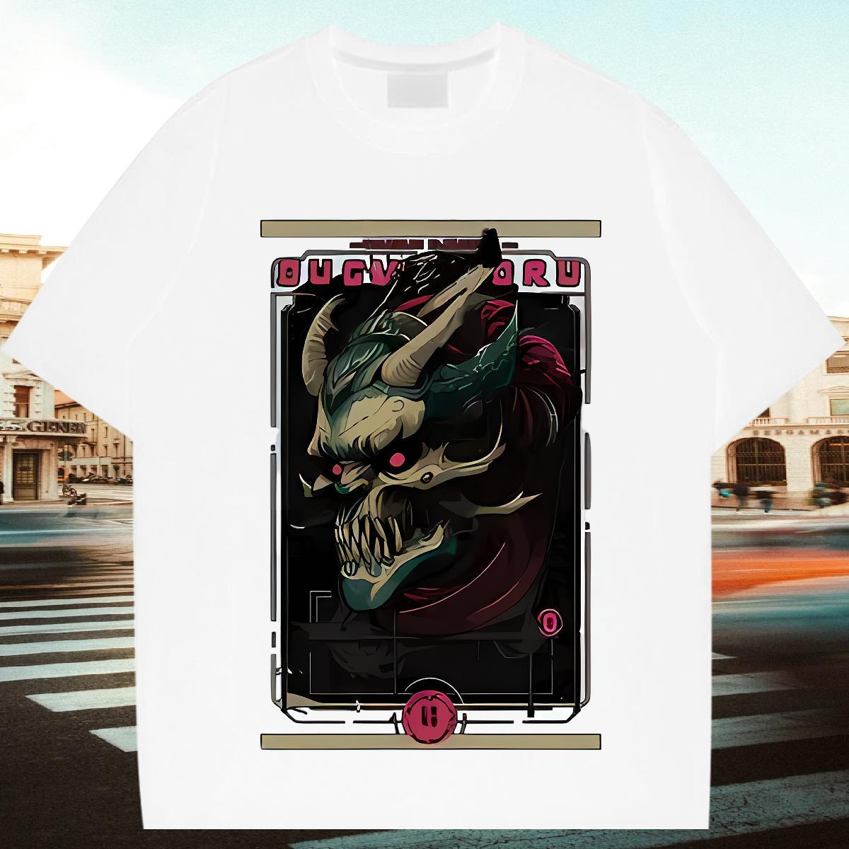 Soft Mens T Shirts 230g 100% Cotton skull Hip Hop DIY Anime O Neck Short Sleeves Men Clothes T-Shirt Fashion Designer Tops Tees