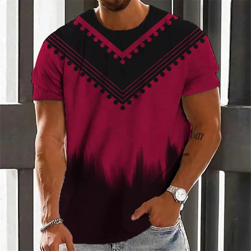 Summer African Stripe 3D Printed Tshirt Mens Fashion Casual Oneck Short sleeved Top 240822