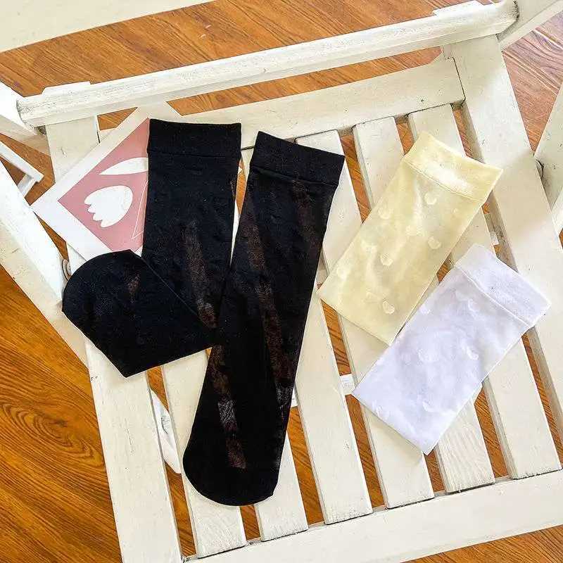 Korean girl JK silk socks fashionable heart-shaped bow childrens calf socks summer JK thin soft breathable childrens socks X2503221