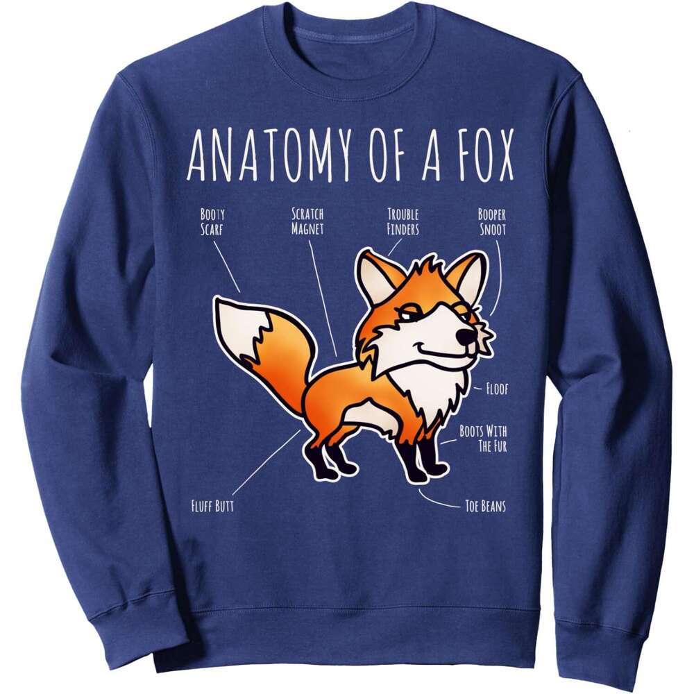 Long Sleeve Shirts for Men sweatshirt Anatomy O Fox Funny Animal Cartoon Veterinary Sweatshirt T shirt Tee Streetwear Casual tops clothes