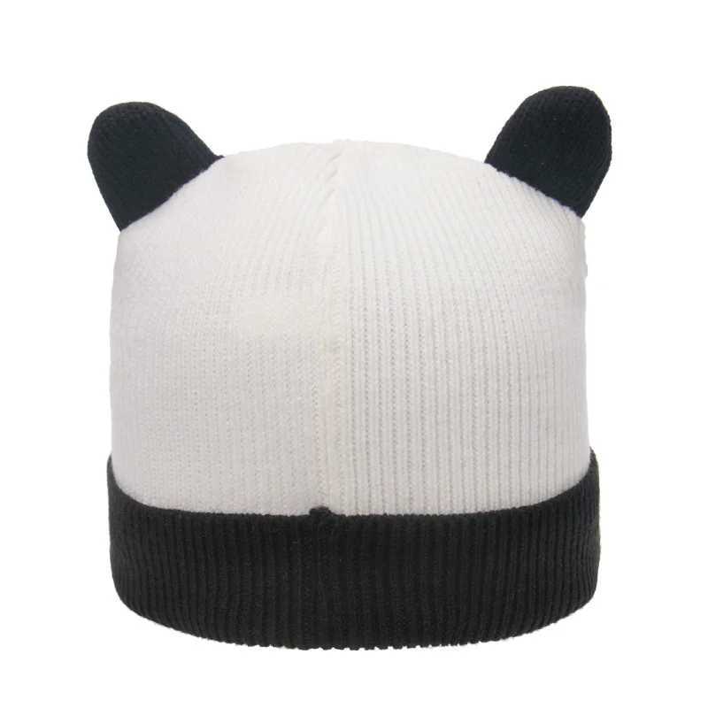 New cartoon animal panda hat Kawaii unisex fashion wool hat knitted zipper hat autumn and winter accessories W240827