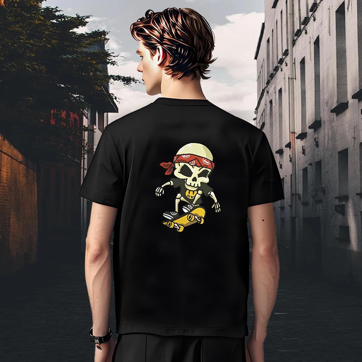 Loose Fit T shirt 100% Cotton 230g skull Hip Hop Customized Short Sleeve O-Neck Tshirts Brand Clothings