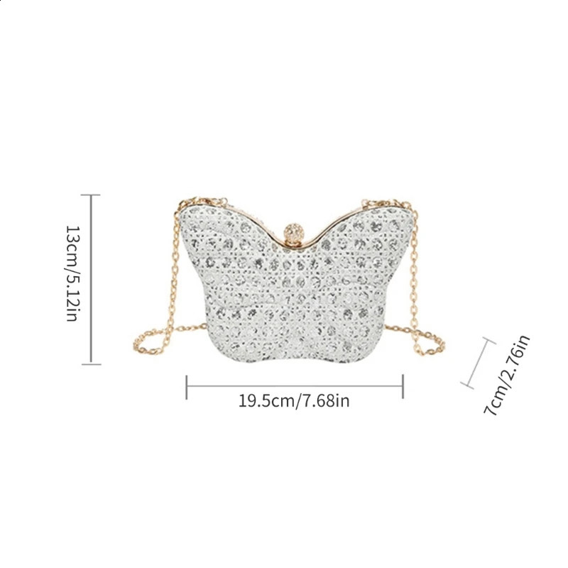 Womens shoulder bag chain strap butterfly cross wallet mini night 240823