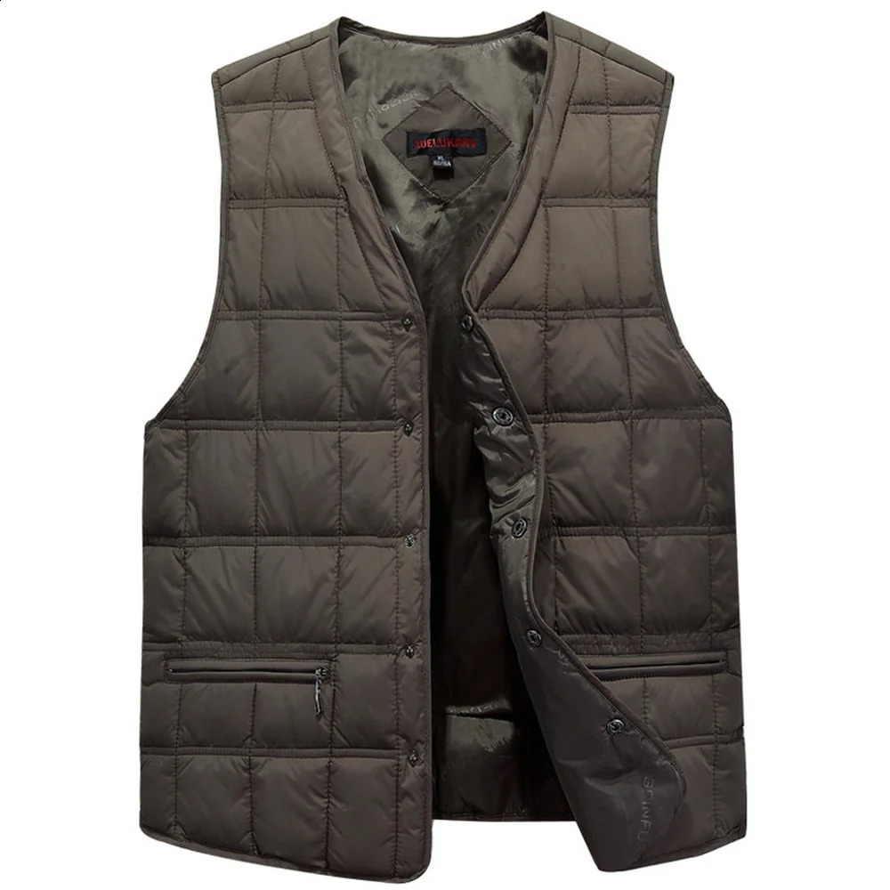 Winter dress mens white duck down vest ultra light thick sleeveless jacket warm L5XL Plus size 240822