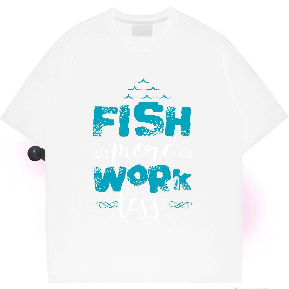 High quality Women Tshirts 230g Cotton fish Casual Daily Wear T-Shirts Crew Neck Breathable DIY Anime Printed Tops Tees