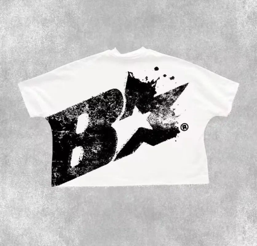 Y2K printed cotton Tshirt for mens street casual loose retro short sleeved couples clown 240822