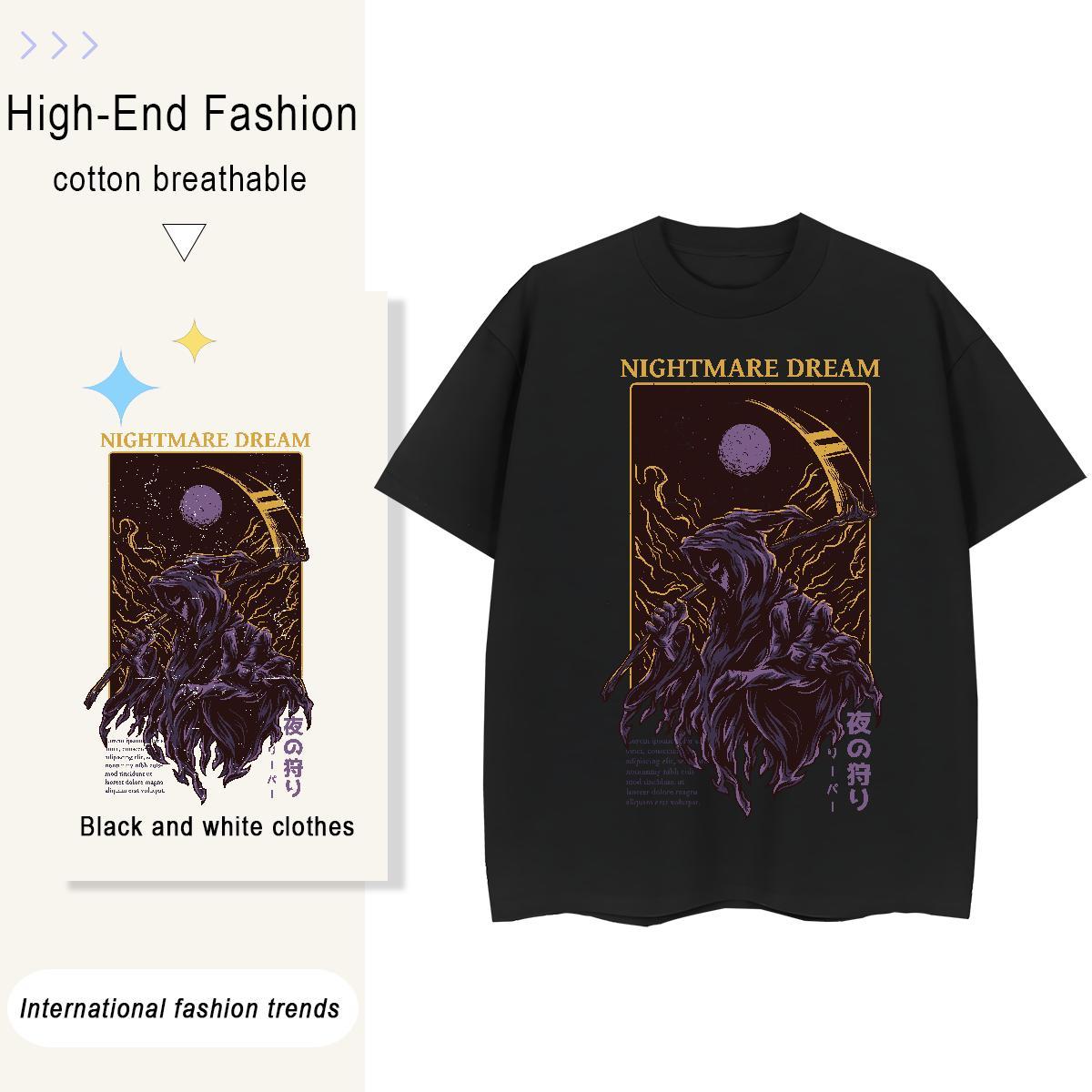 Loose Tshirt for Man Woman 230g 100% Cotton cartoon Street T-Shirts for Women Breathable Short Sleeve White Plus Size Clothes Shirt