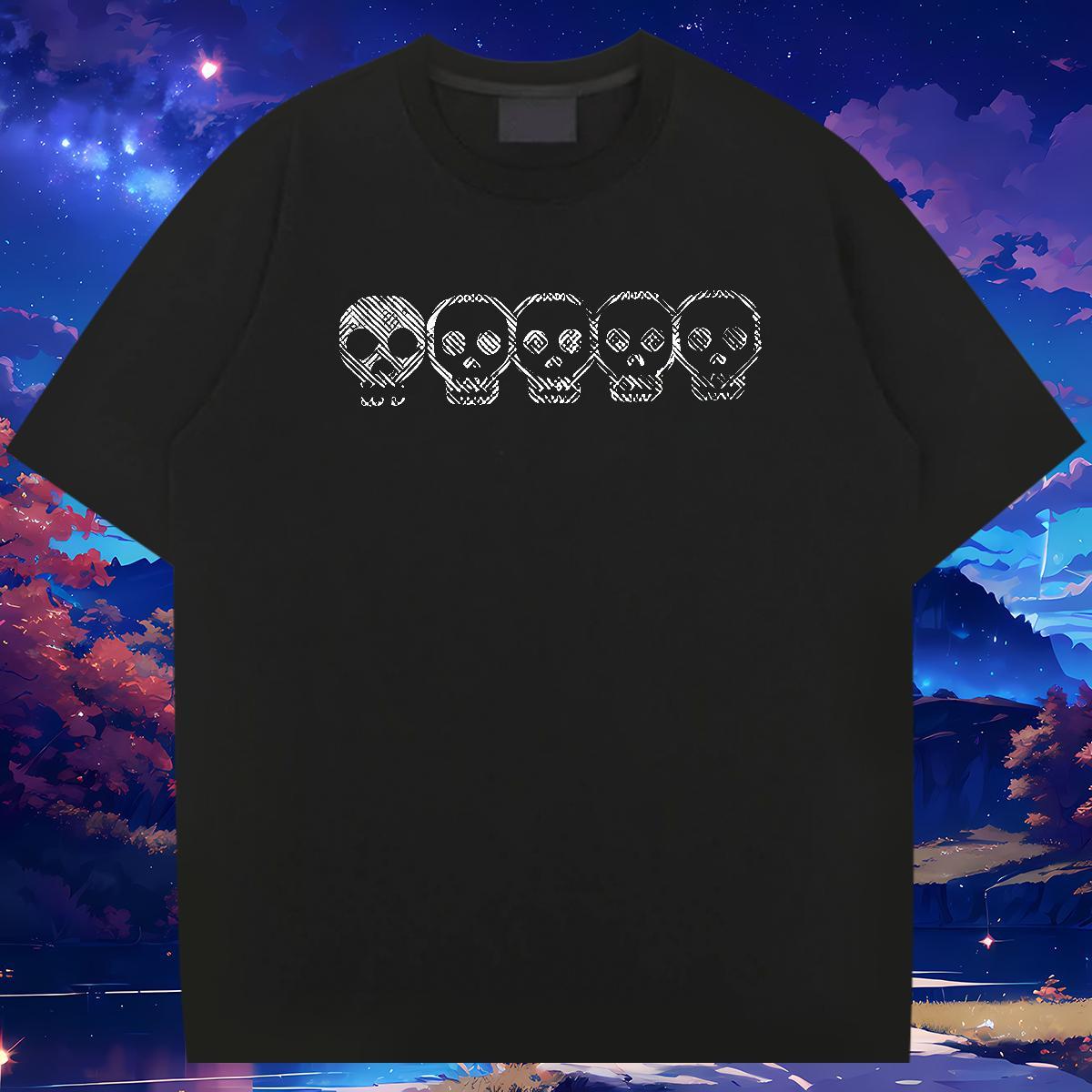 Cool Men T Shirts 230g Pure Cotton skull Casual Beach Floral Print Breathable Soft Mens Tshirts Designer Clothings