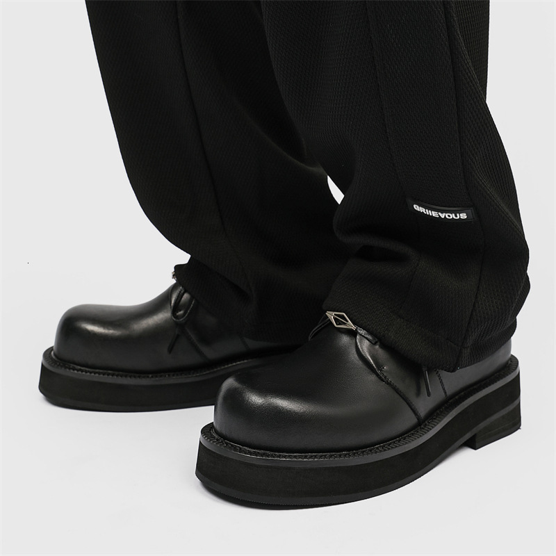 Ddmysports Spring New Genuine Derby Thick Sole Eightening British Style Small Leather Versatile Korean Edition Student Casual Shoes OUTDOOR