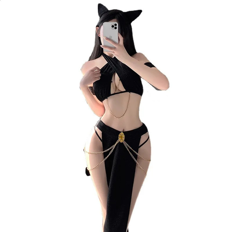 Egyptian Queen Dress Up Costume Cat Ear Girl Uniform Sexy Underwear Halloween Nightclub Bar Party Stage Role Playing Anime w240824