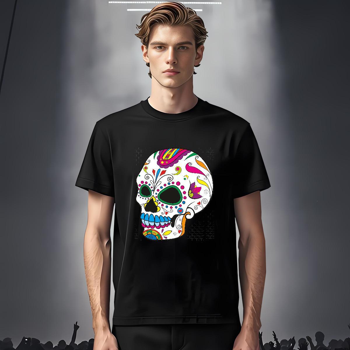Cool Design Men T Shirts 230g 100% Cotton skull Home Outdoor Custom Print Plus Size Breathable Crew Neck Men Tees 2024 Summer Tshirts