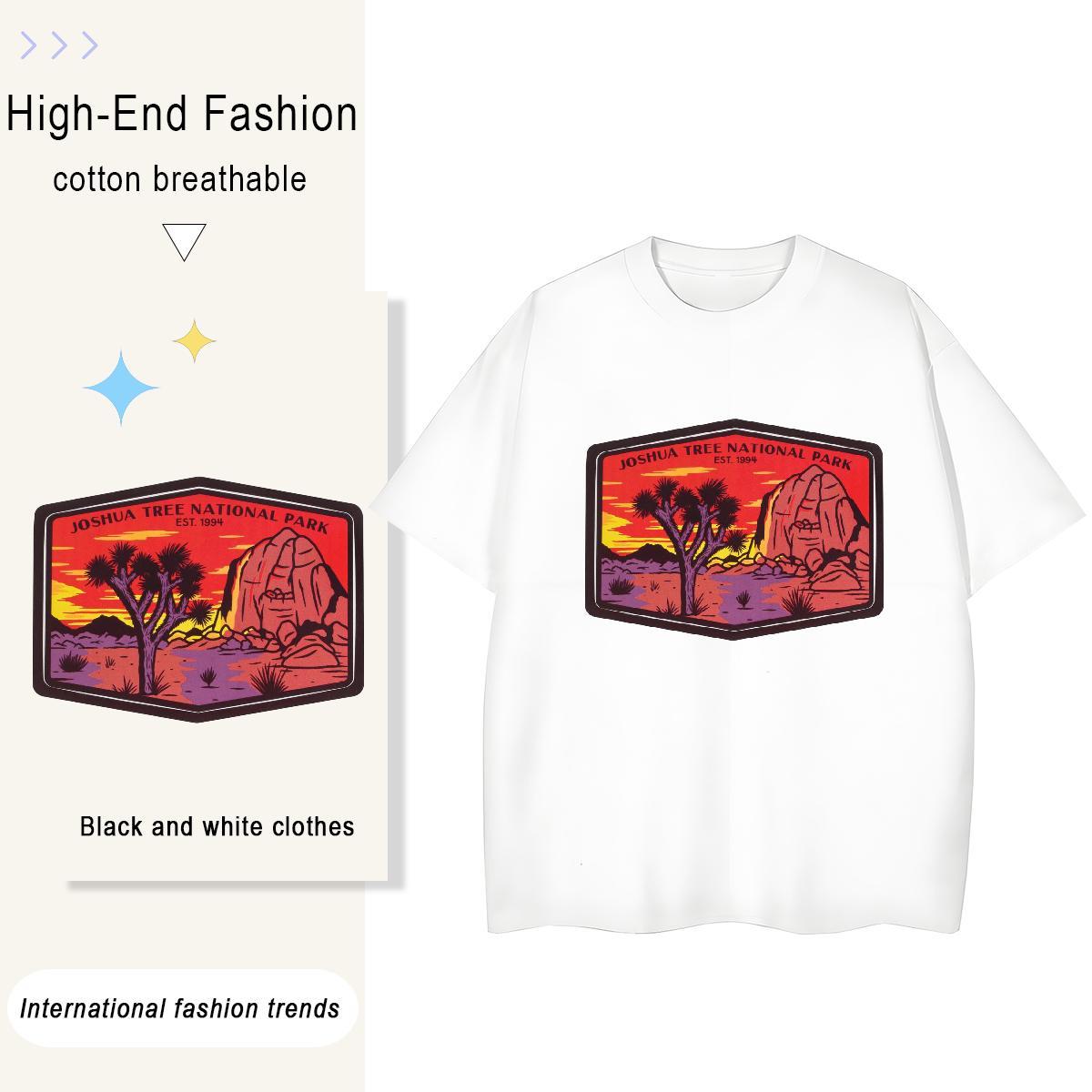 Loose Women Tshirts 230g Pure Cotton mountains Home Outdoor T shirt Crew Neck Customized Print Tees Shirts