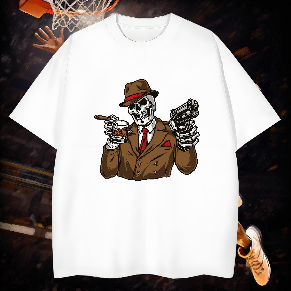 Free Shipping Man T Shirts 100% Cotton 230g skull Anime Printing Street DIY Anime Breathable Crew Neck Mens Tshirts Custom Wear
