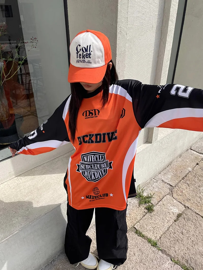 Unisex BIokecore Orange Oversized Long Sleeve For Men Women Hip Hop T-Shirts American Retro Dance Tee Hoodie Sweatshirt 240823