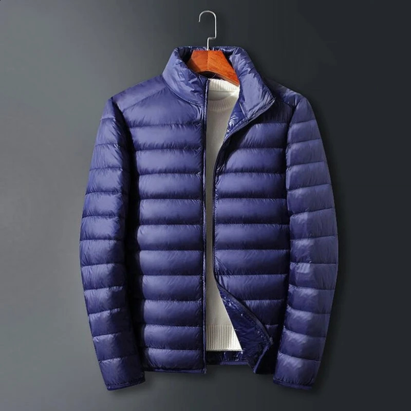 S6XL mens duck down jacket ultra light spring hooded portable waterproof and windproof 240822