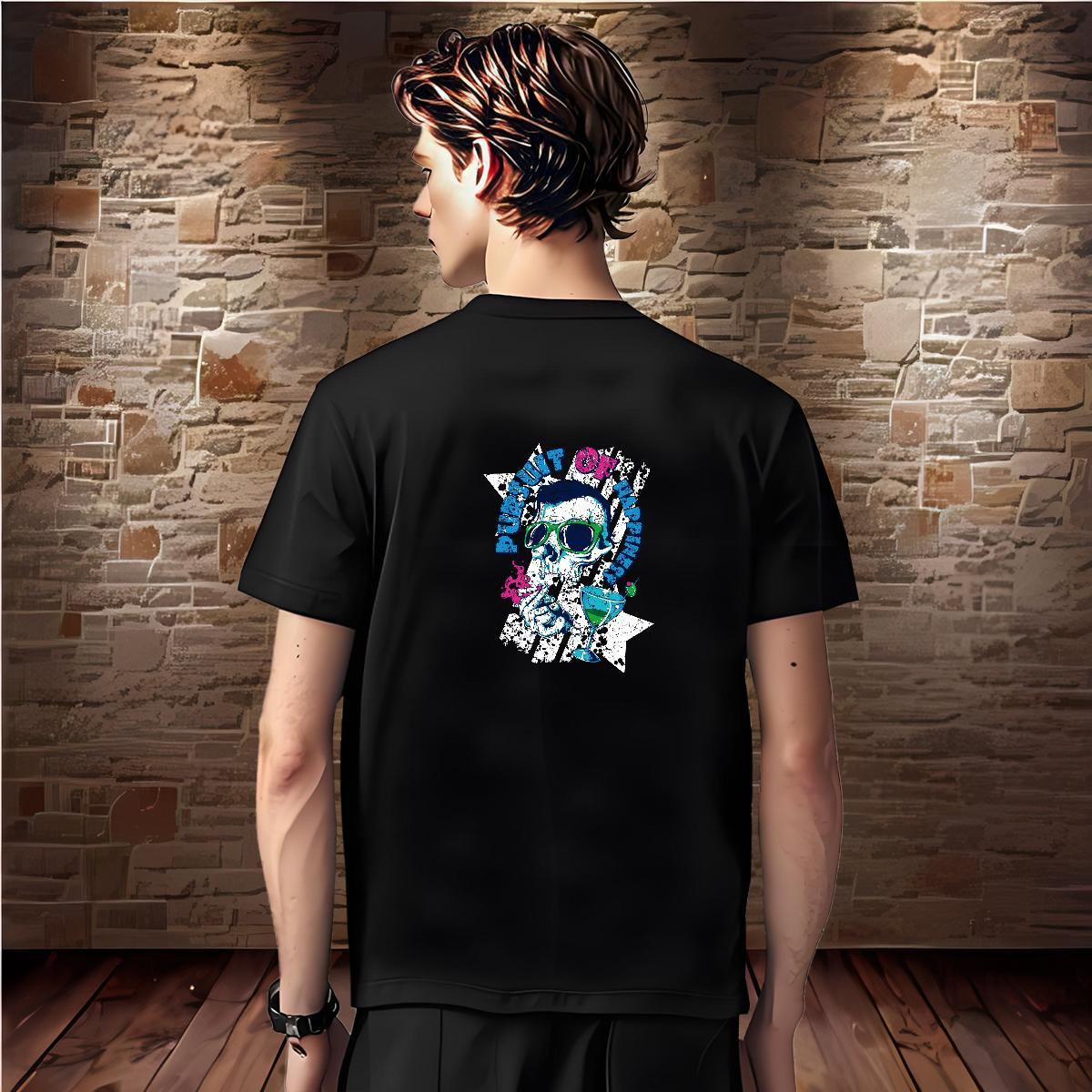 Unisex T Shirts Men 230g Pure Cotton skull Beach Asian Size Crew Neck Breathable Mens Tshirts DIY Customized Top Tees