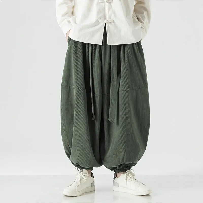 Corduroy For Men Pants Oversized Casual Autumn Wide Leg Trousers Streetwear Harem MenWoman Elastic Waist Loose 240822