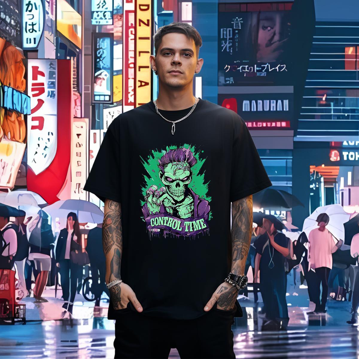 Loose Fit T shirt 230g Cotton skull Outdoor DIY Anime Round Neck Short Sleeve Men Tees Designer Fashion Polos
