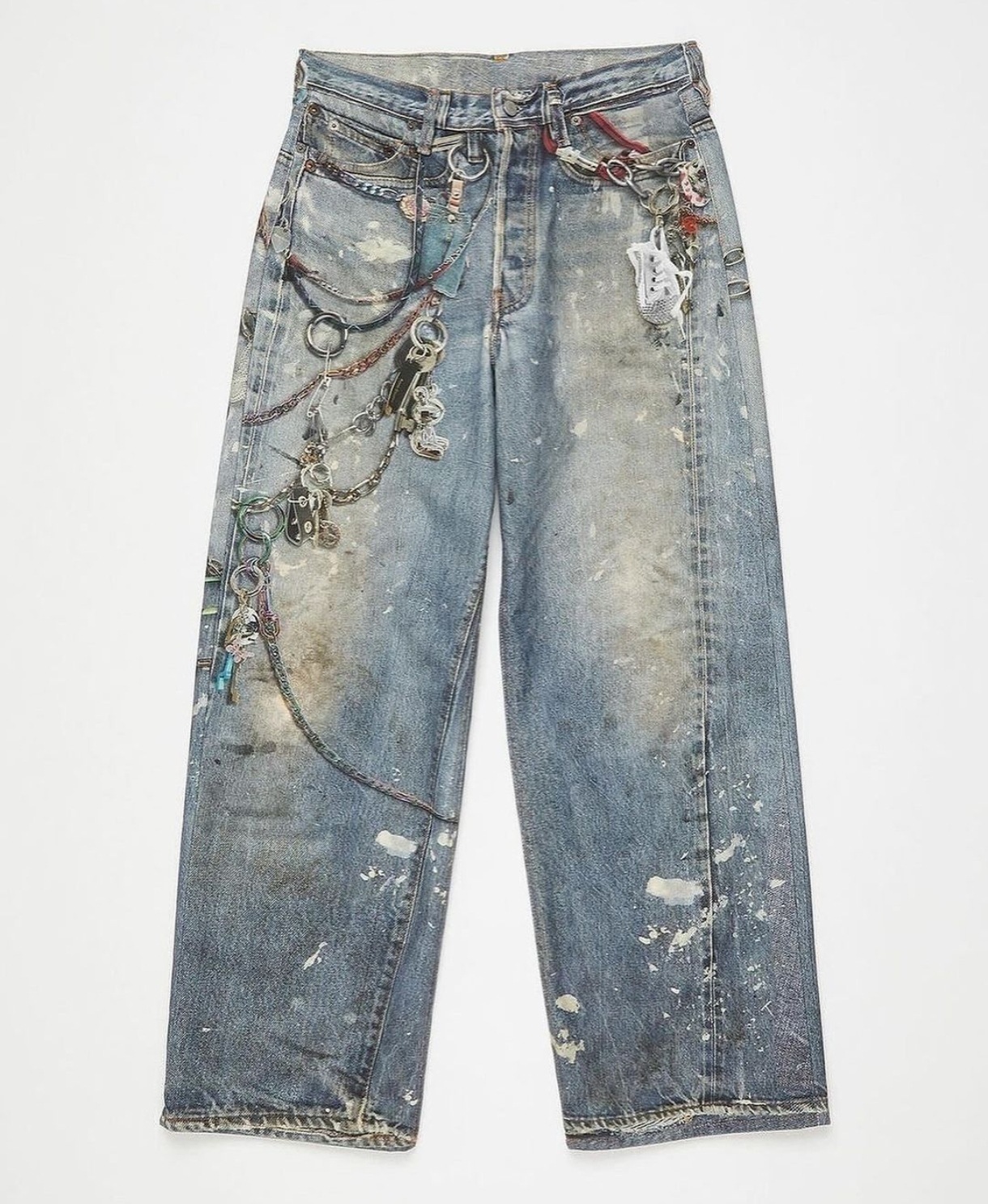 New Ac Style 3d Printed Pants Chain American Street Jeans Mens Vintage Straight Leg Long Pants