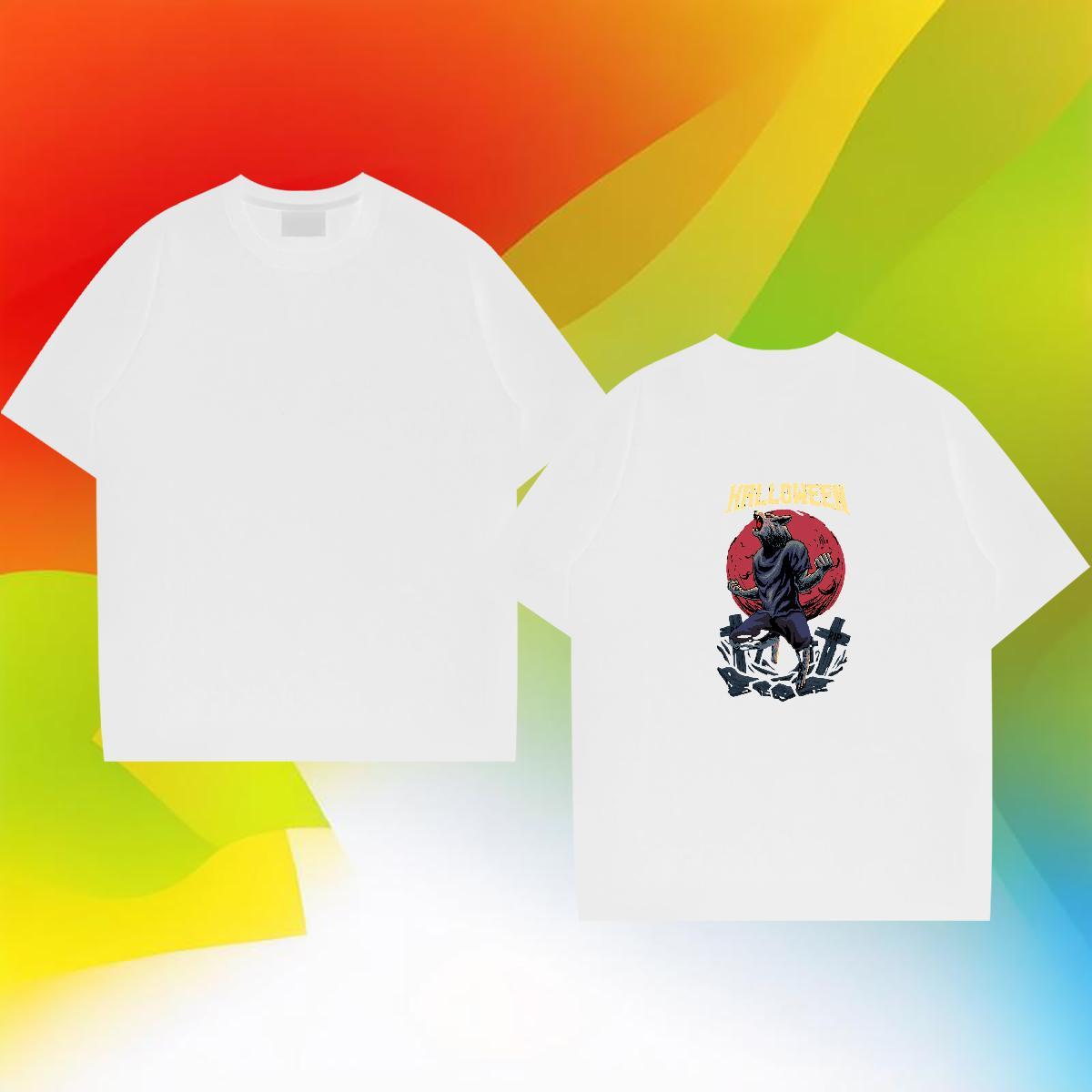 Soft T Shirts Men 230g Cotton skull Outdoor Plus Size Cartoon Short Sleeve O-Neck Men Clothes T-Shirt Classic Casual Tee Shirt
