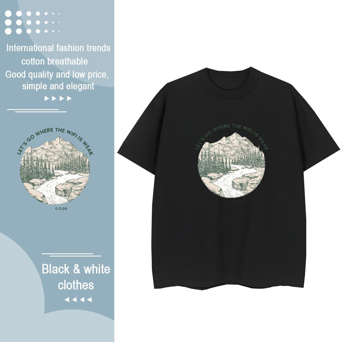 Comfortable Women Tees 100% Cotton 230g mountains Spring Summer Women T Shirts Breathable DIY Logo Clothes