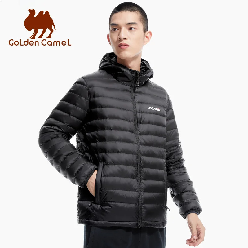 Golden satin womens down jacket camping hiking Ultralight packaging waterproof and warm windproof 240822