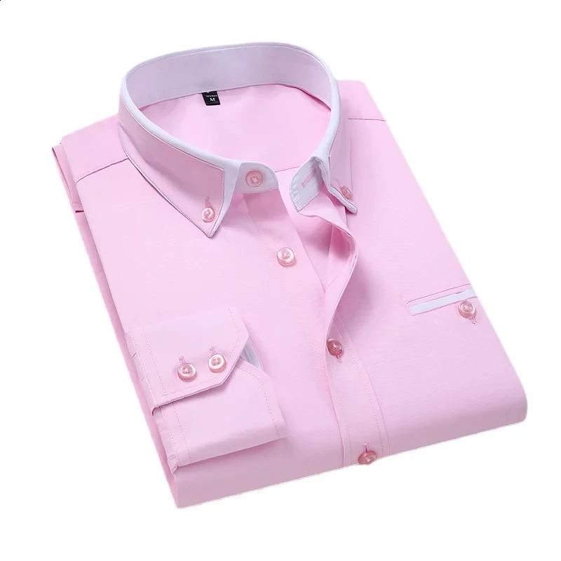 KX421 13 Color 8XL British-Style Men Spring Long-Sleeved Shirts/Male Slim Fit Business Casual Shirts Male Social Casual Button 240822