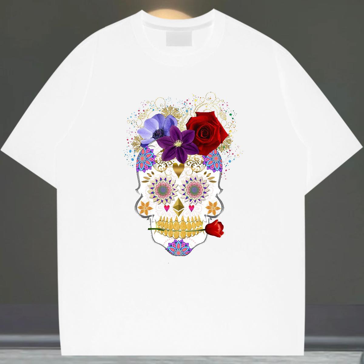 Popular T-Shirts for Men 230g Pure Cotton flower Street wear Hip Hop DIY Logo Oversized Crew Neck Mens Tshirts DIY Customized Tee Shirt