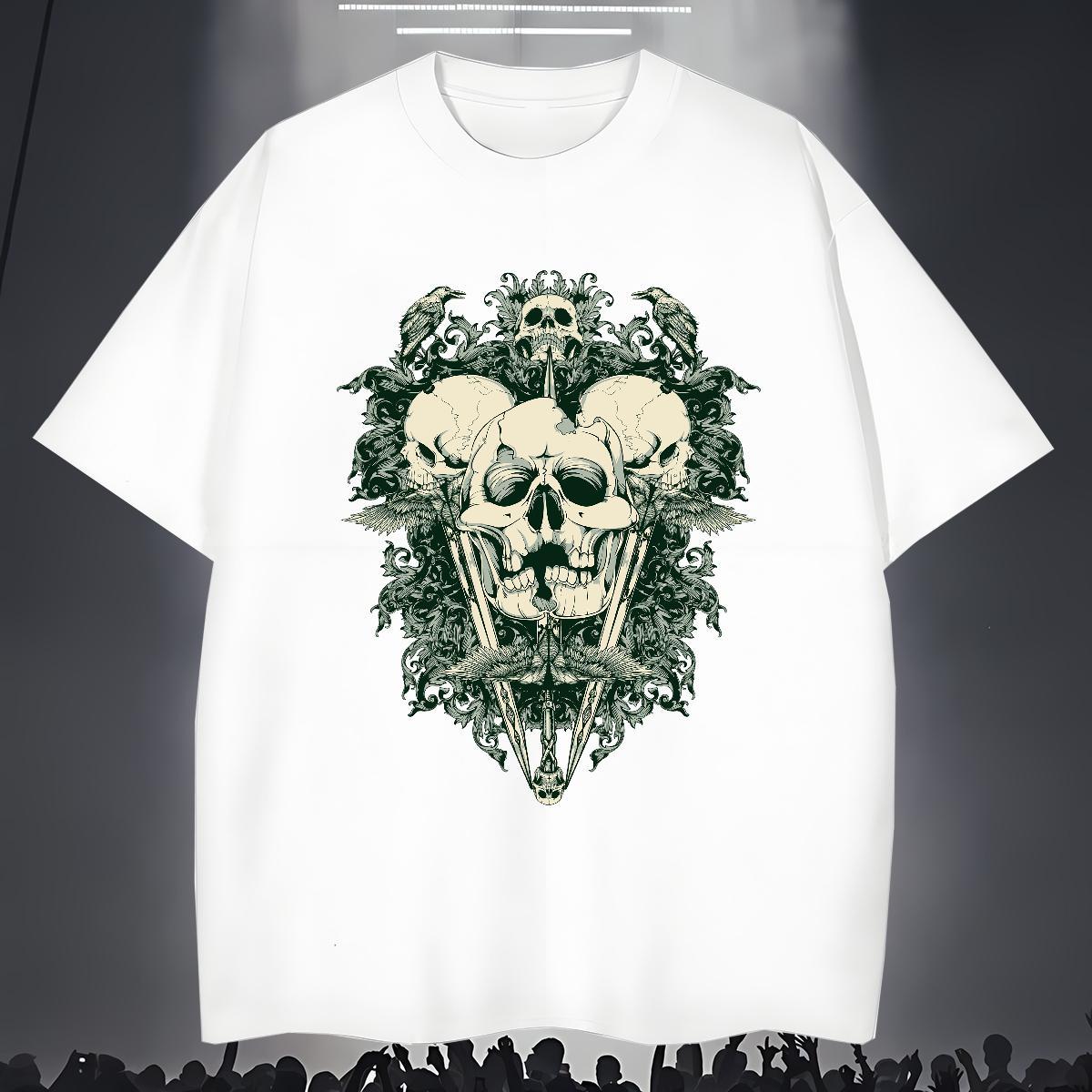 Brand Man T Shirts 100% Cotton 230g skull Outdoor DIY Printed Crew Neck Men Tops Tees Stylist Tops Shirt