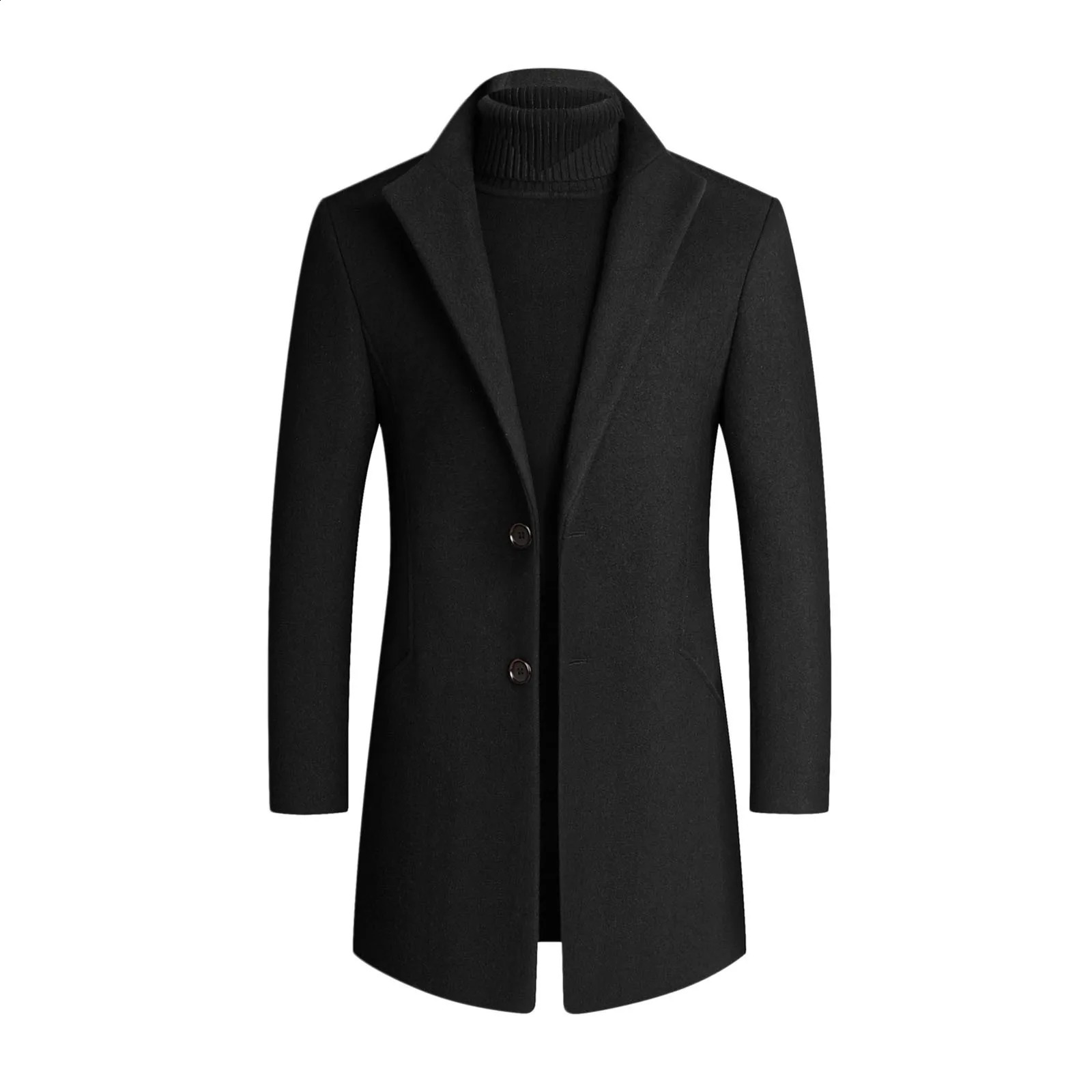 Men Autumn Winter Coats Long Trench Coats Cashmere Wool Blends Winter Jackets Male Business Casual Trench Coats plus Size 240822