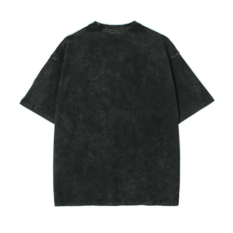 YJKVUR 100 Cotton Washed Vintage Oversized Tshirt Mens Clothing 2024 Summer Causal Korean Y2k Classical Short Sleeve Tops 240822
