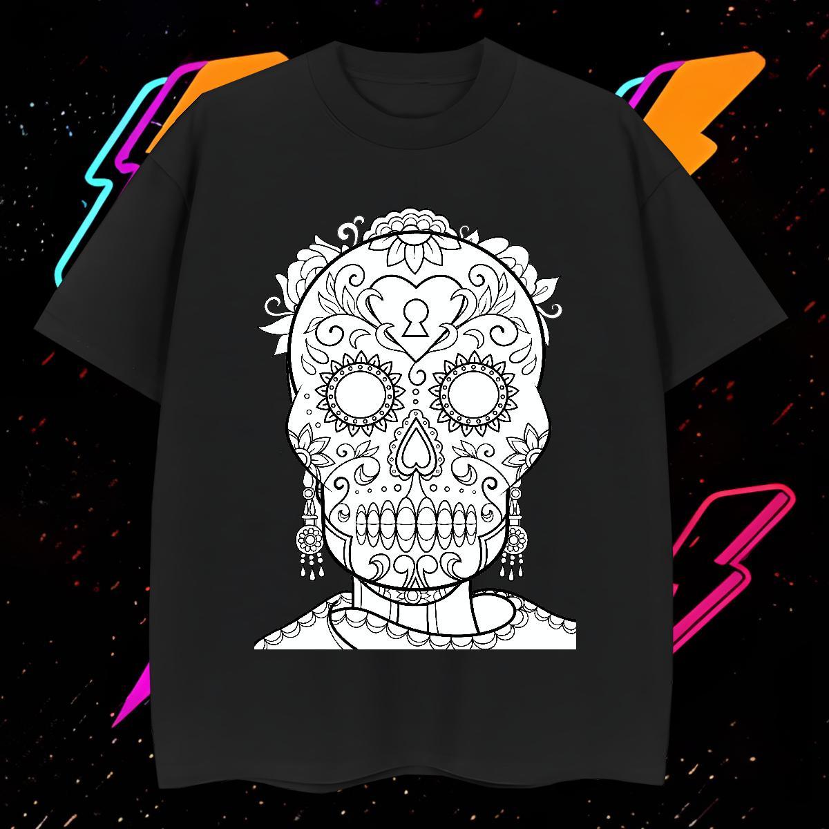 Unisex T shirt 230g Cotton skull Casual Daily Wear Plus Size Custom Breathable Soft Mens Tshirts 2024 DIY Tops Shirt