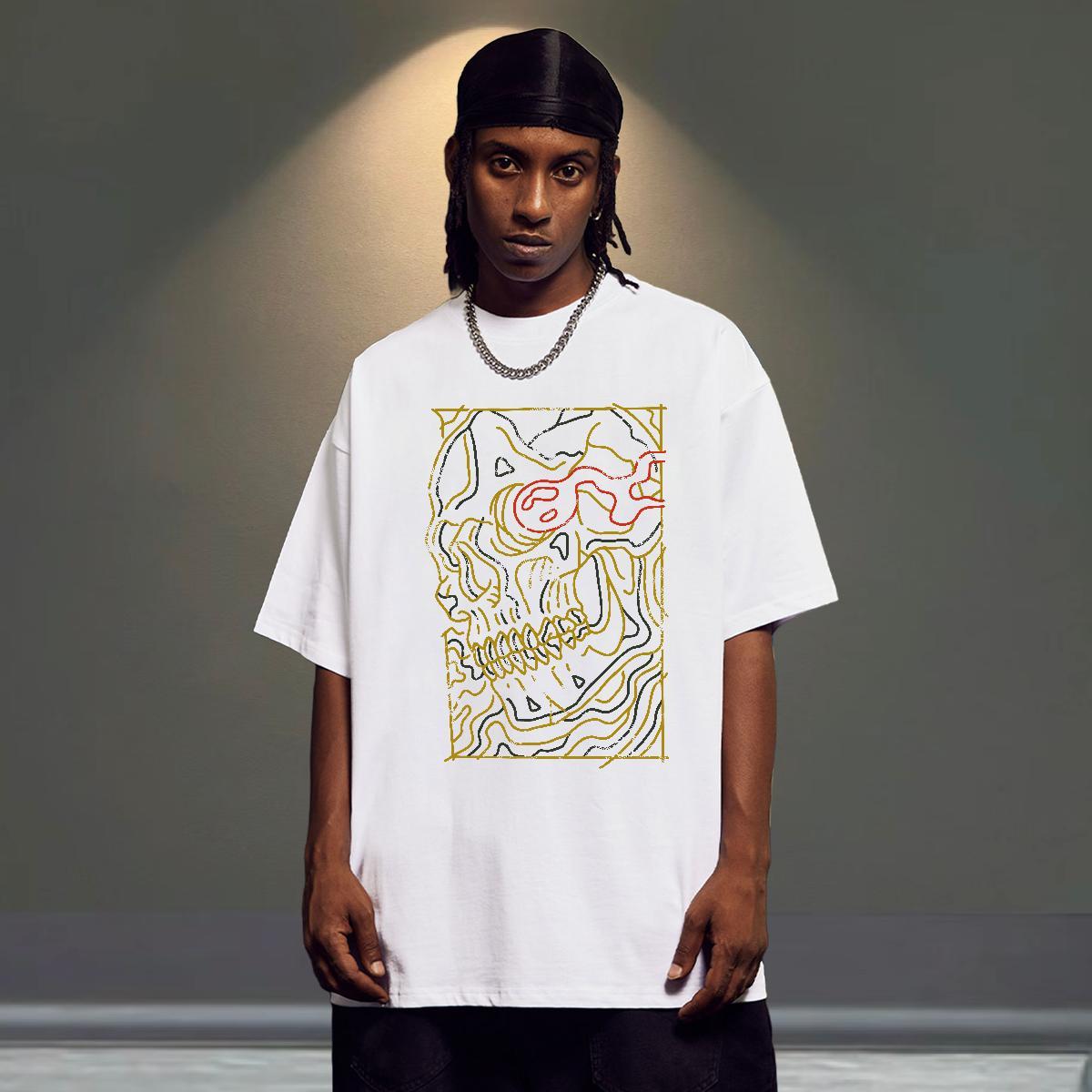 Wholesale T Shirt For Man 230g Cotton skull Casual Beach Custom Cartoon Crew Neck Breathable Men Tees Brand Wear