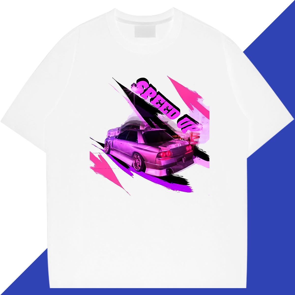 Brand Men T Shirts 230g Pure Cotton car Street Casual Plus Size Cartoon Breathable Crew Neck Men Clothes T-Shirt 2024 Summer Tee Shirt